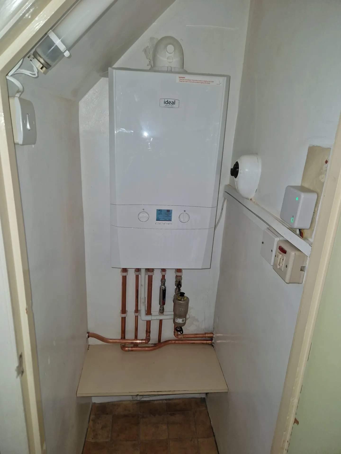 New boiler installation with copper pipework in Romford